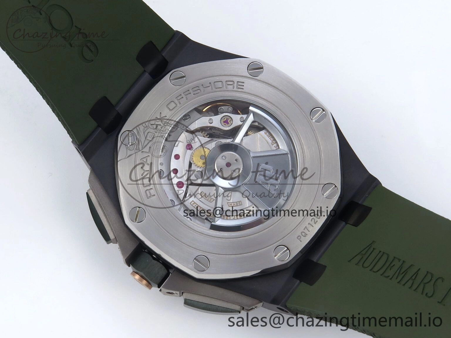OdorResistant Royal Oak Offshore 44mm Black Ceramic TKF 1:1 Best Edition Green Dial on Green Rubber Strap A 4314