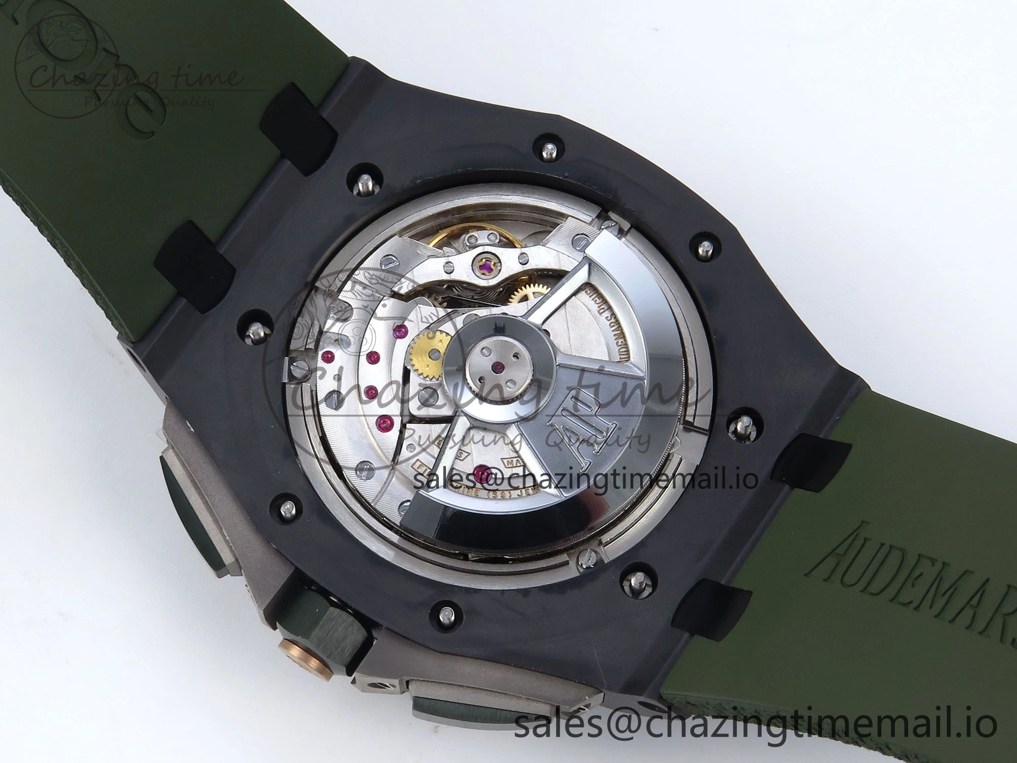 OdorResistant Royal Oak Offshore 44mm Black Ceramic TKF 1:1 Best Edition Green Dial on Green Rubber Strap A 4314