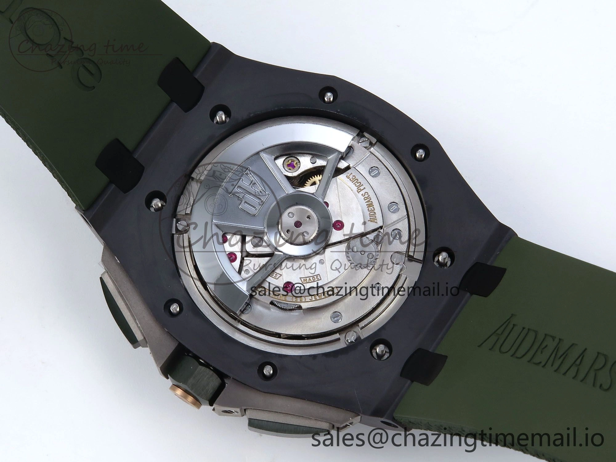 OdorResistant Royal Oak Offshore 44mm Black Ceramic TKF 1:1 Best Edition Green Dial on Green Rubber Strap A 4314
