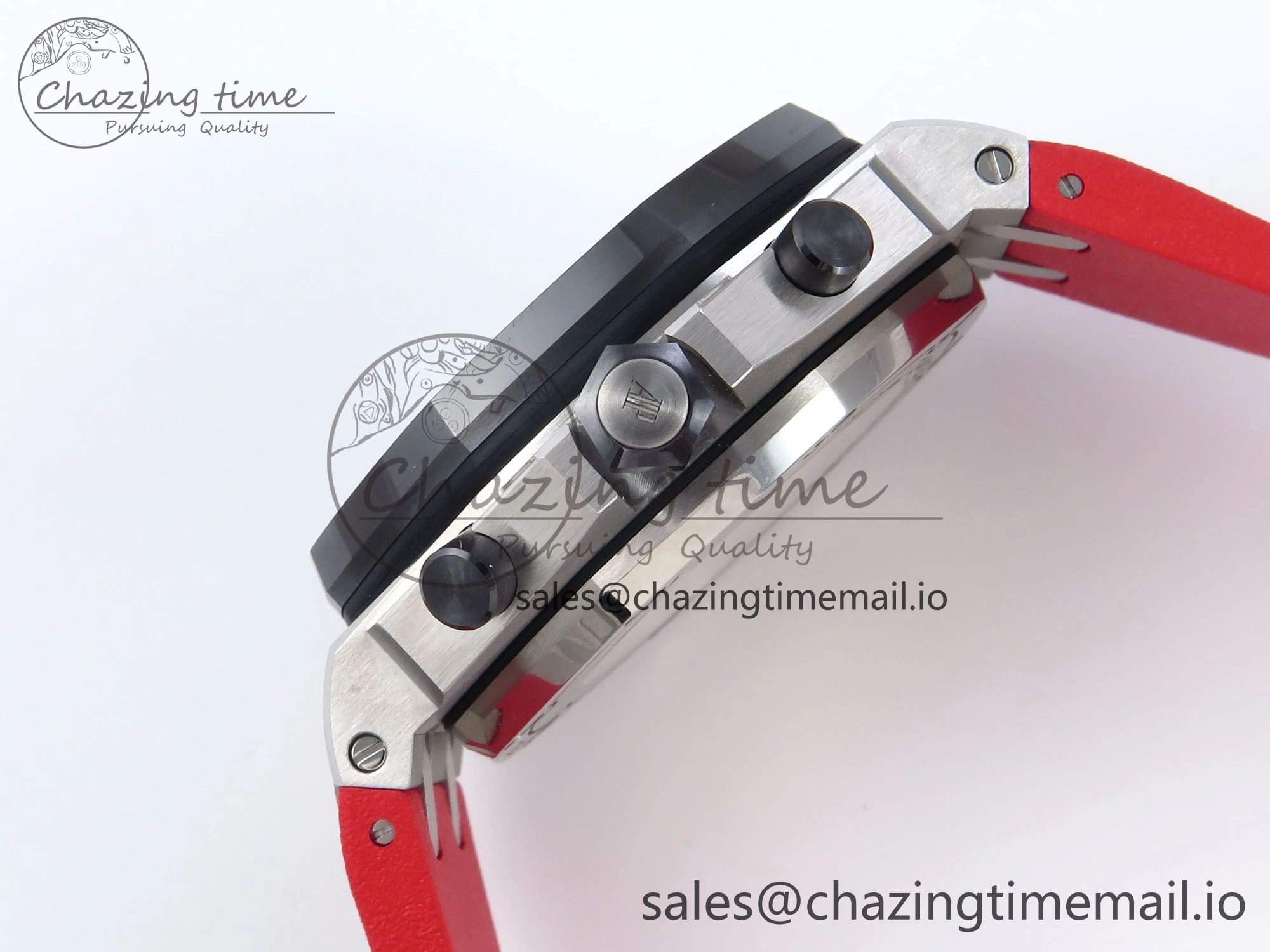 EasyMatch Royal Oak Offshore 44mm Black Themes SS TKF 1:1 Best Edition Black Dial on Black Red Rubber Strap A 4320