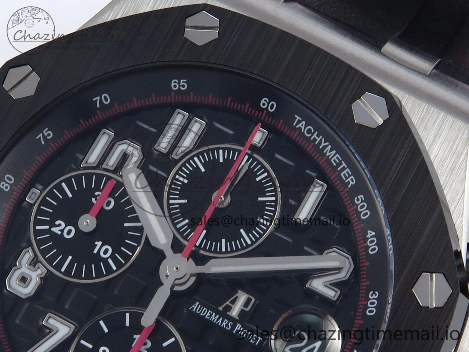 EasyMatch Royal Oak Offshore 44mm Black Themes SS TKF 1:1 Best Edition Black Dial on Black Red Rubber Strap A 4320