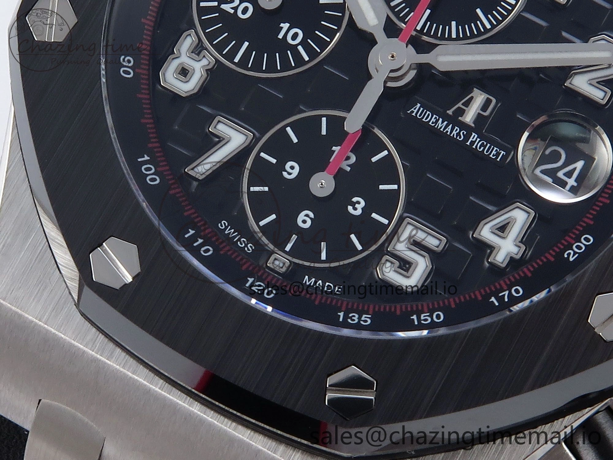 EasyMatch Royal Oak Offshore 44mm Black Themes SS TKF 1:1 Best Edition Black Dial on Black Red Rubber Strap A 4320