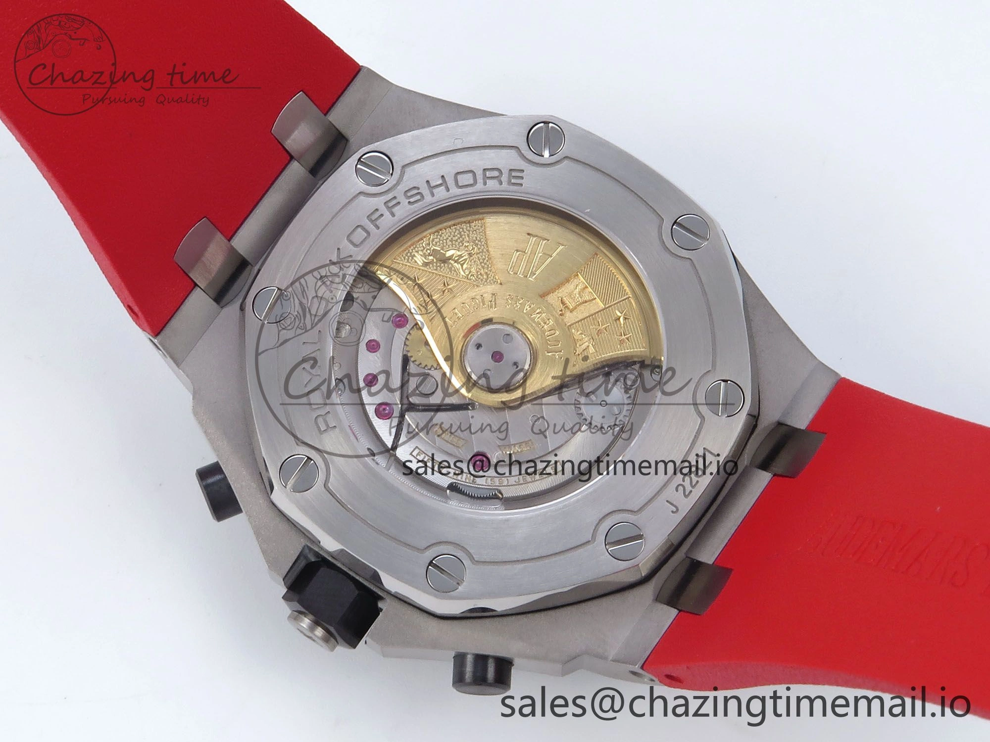 EasyMatch Royal Oak Offshore 44mm Black Themes SS TKF 1:1 Best Edition Black Dial on Black Red Rubber Strap A 4320