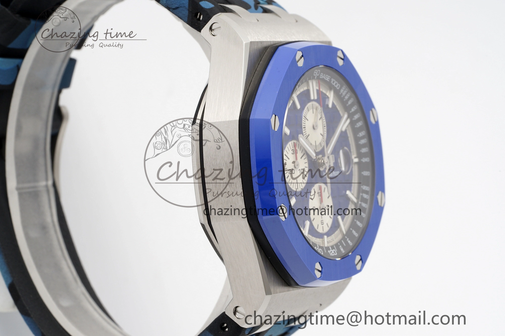Royal Oak Offshore 44mm Blue Ceramic Bezel APF 1:1 Best Edition Blue Dial on Blue Camou Strap A3126 V Stretchable 4598
