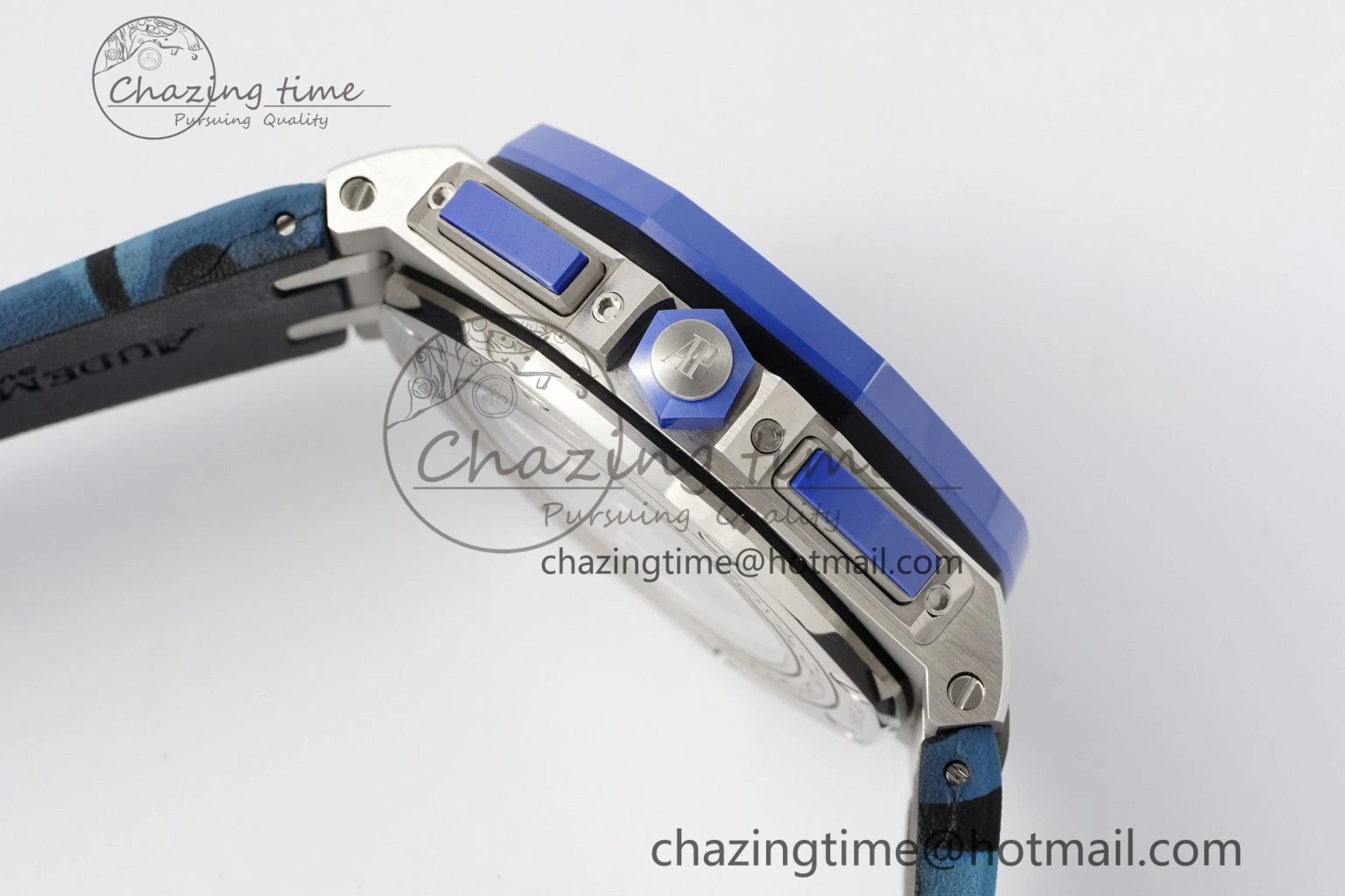 Royal Oak Offshore 44mm Blue Ceramic Bezel APF 1:1 Best Edition Blue Dial on Blue Camou Strap A3126 V Stretchable 4598