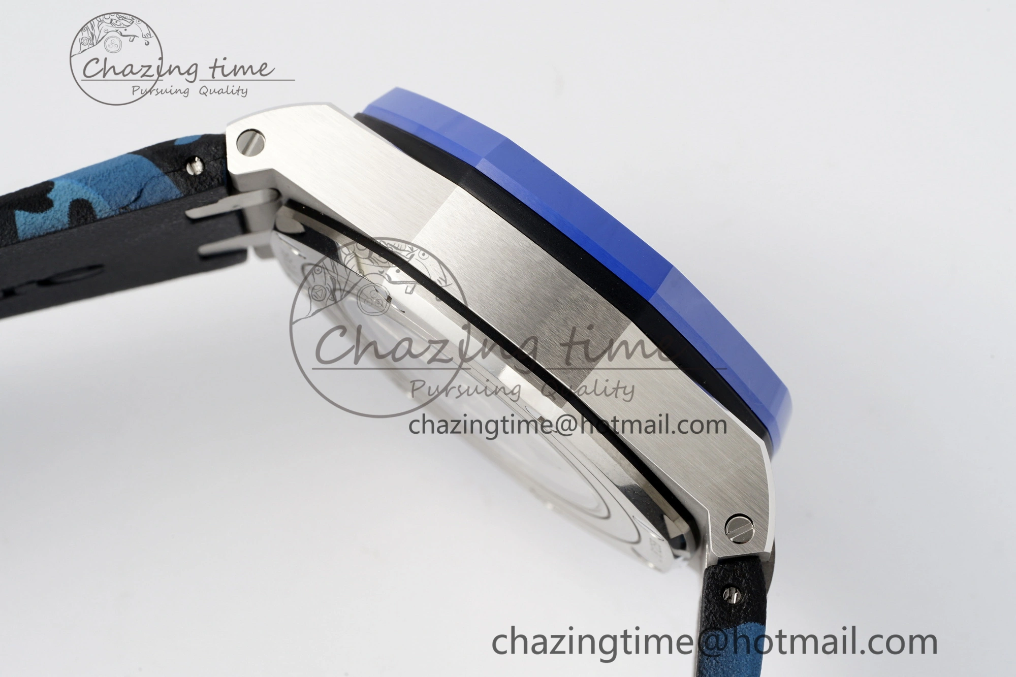 Royal Oak Offshore 44mm Blue Ceramic Bezel APF 1:1 Best Edition Blue Dial on Blue Camou Strap A3126 V Stretchable 4598