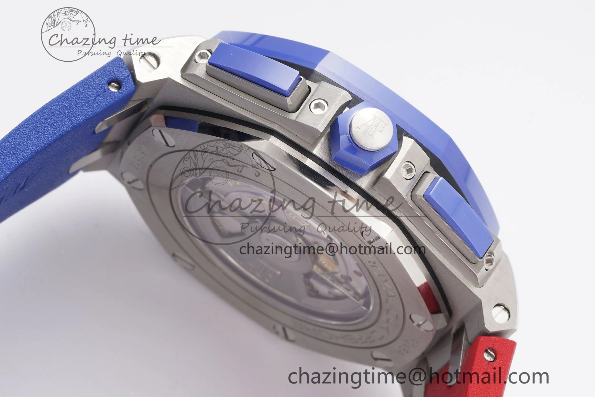 Royal Oak Offshore 44mm Blue Ceramic Bezel APF 1:1 Best Edition Blue Red Dial on Blue Red Rubber Strap A3126 V Unisex 4596