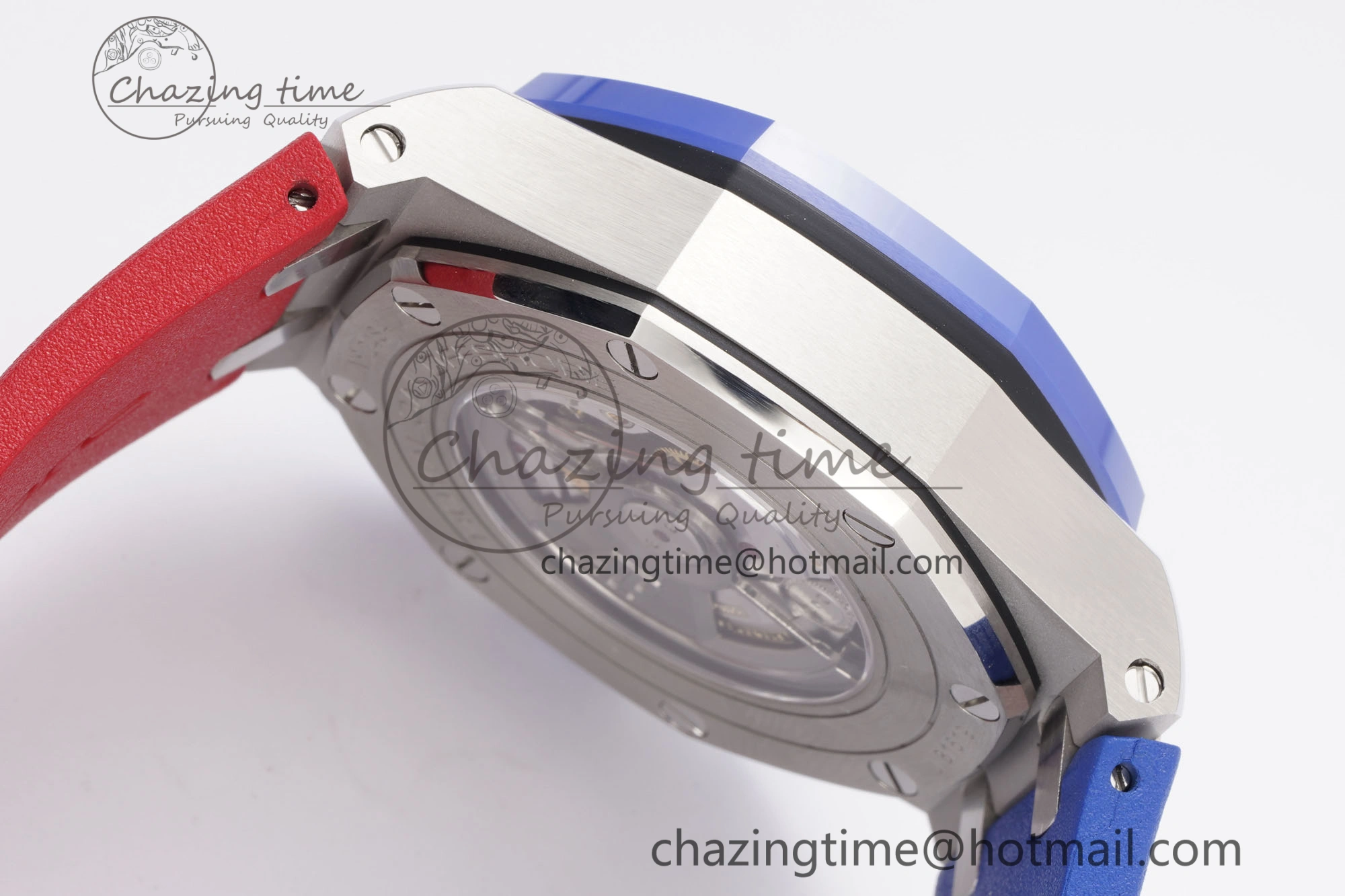 Royal Oak Offshore 44mm Blue Ceramic Bezel APF 1:1 Best Edition Blue Red Dial on Blue Red Rubber Strap A3126 V Unisex 4596