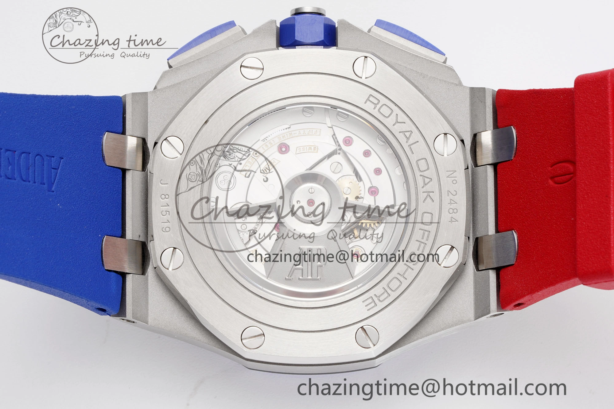 Royal Oak Offshore 44mm Blue Ceramic Bezel APF 1:1 Best Edition Blue Red Dial on Blue Red Rubber Strap A3126 V Unisex 4596