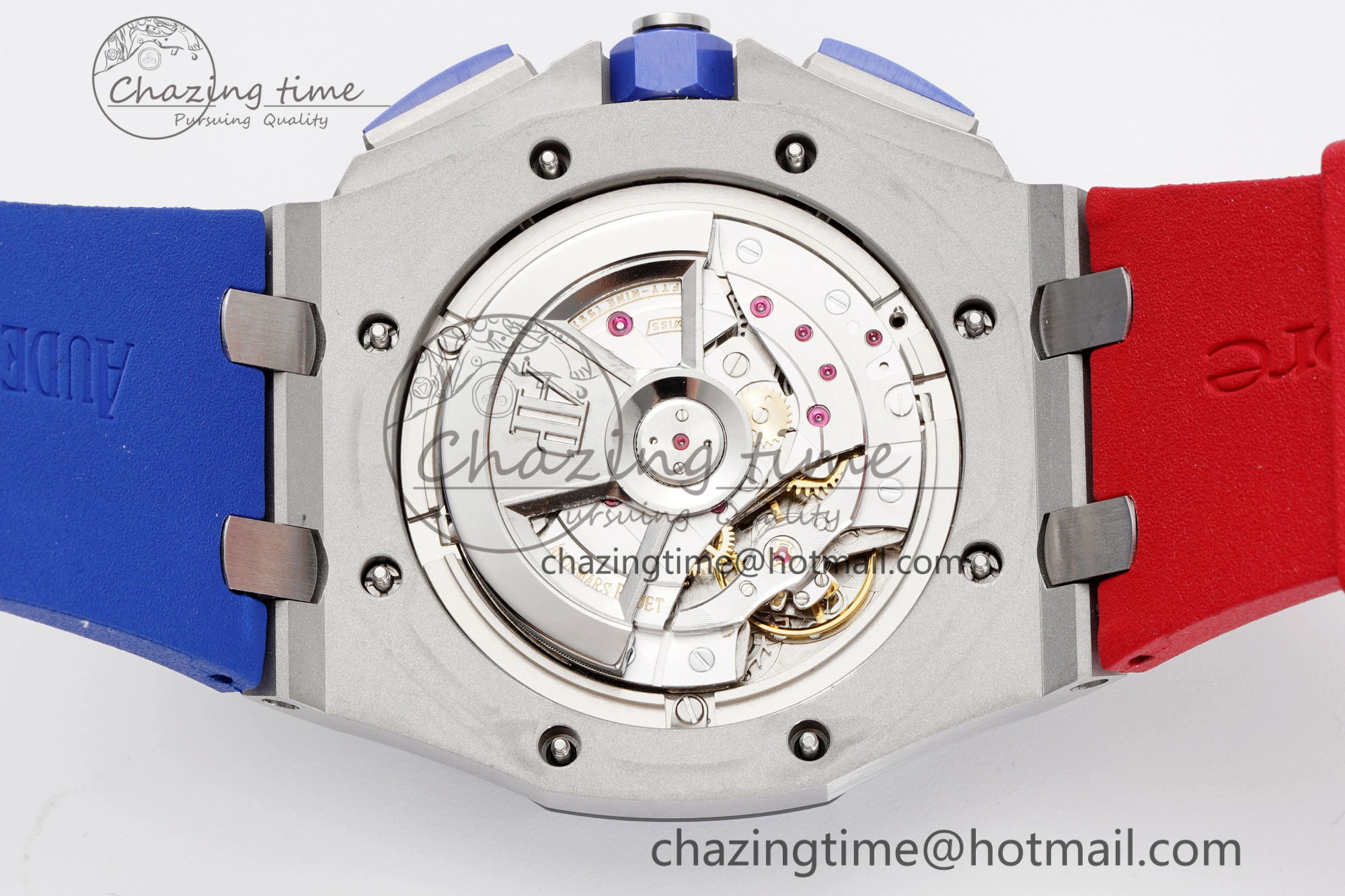 Royal Oak Offshore 44mm Blue Ceramic Bezel APF 1:1 Best Edition Blue Red Dial on Blue Red Rubber Strap A3126 V Unisex 4596