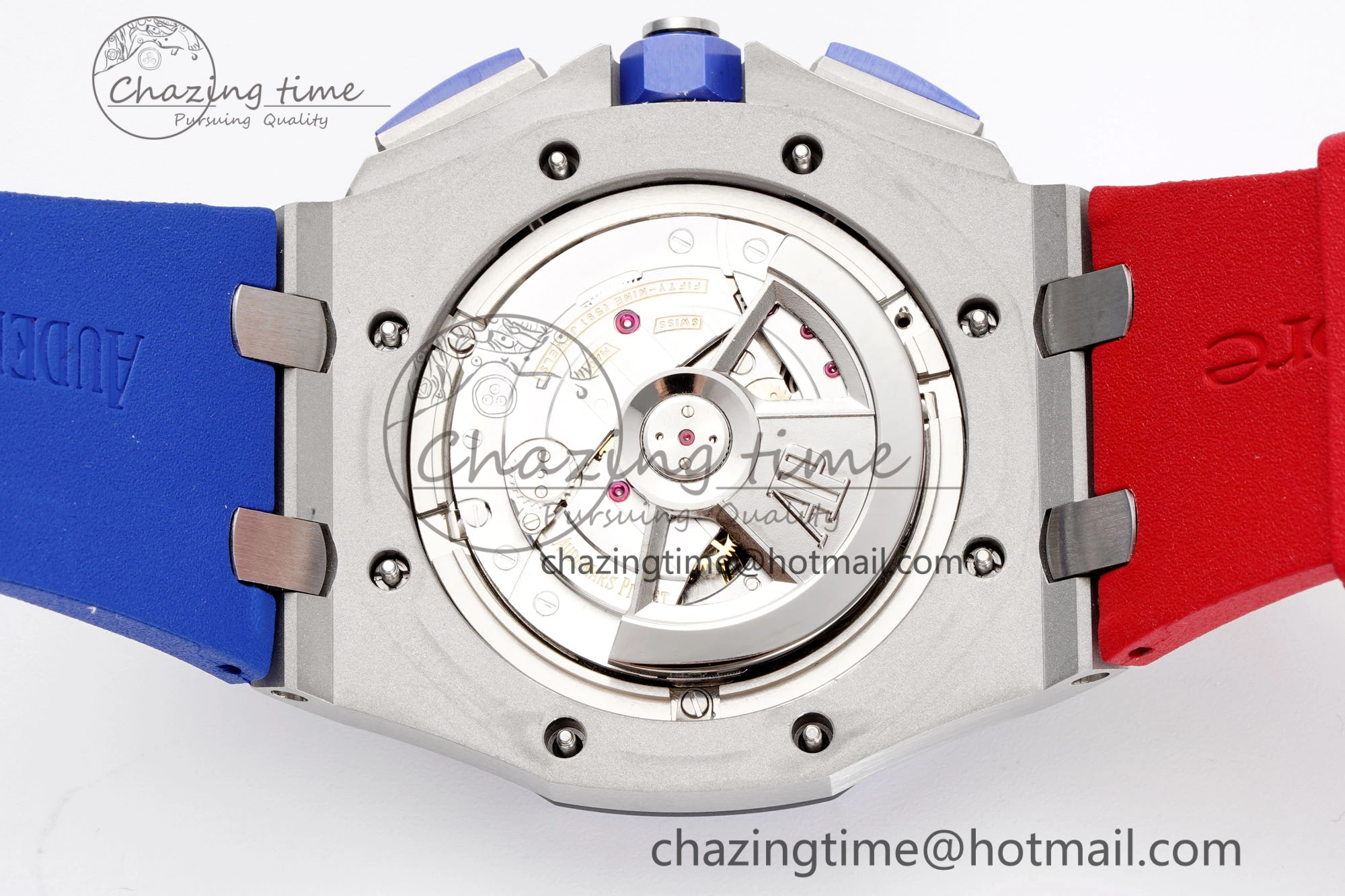 Royal Oak Offshore 44mm Blue Ceramic Bezel APF 1:1 Best Edition Blue Red Dial on Blue Red Rubber Strap A3126 V Unisex 4596