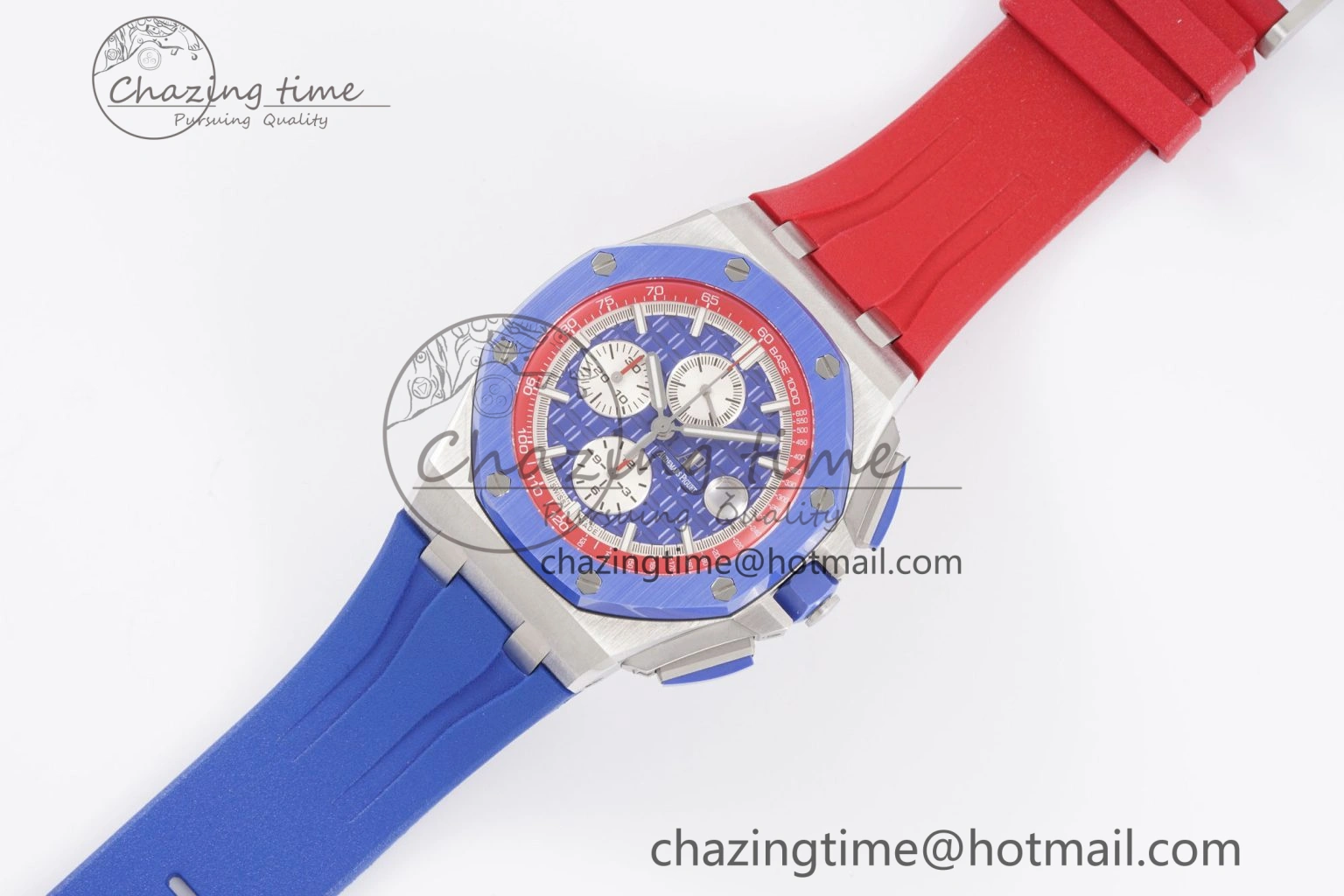 Royal Oak Offshore 44mm Blue Ceramic Bezel APF 1:1 Best Edition Blue Red Dial on Blue Red Rubber Strap A3126 V Unisex 4596