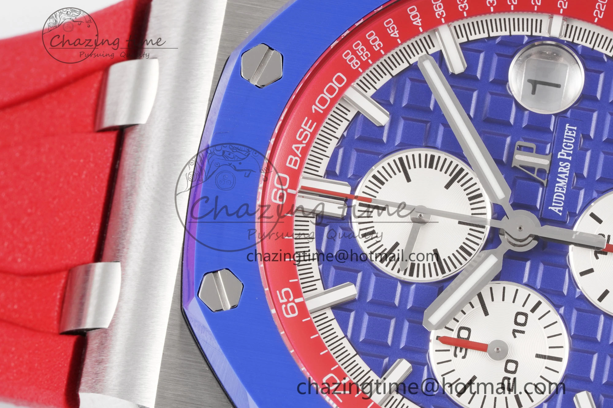 Royal Oak Offshore 44mm Blue Ceramic Bezel APF 1:1 Best Edition Blue Red Dial on Blue Red Rubber Strap A3126 V Unisex 4596