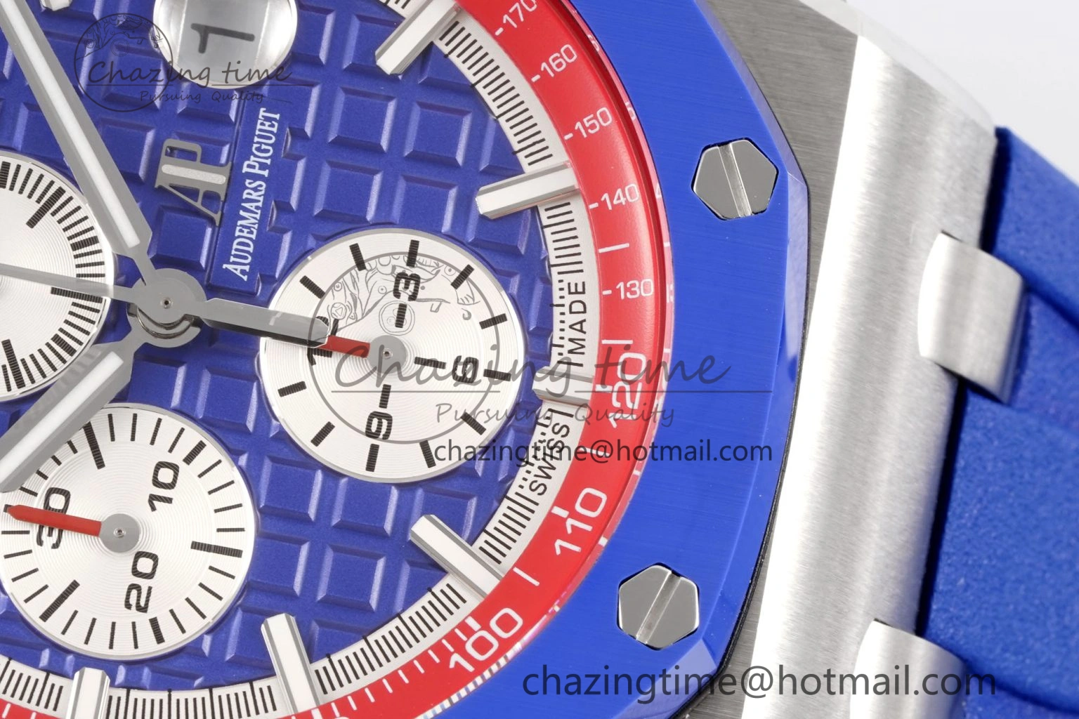 Royal Oak Offshore 44mm Blue Ceramic Bezel APF 1:1 Best Edition Blue Red Dial on Blue Red Rubber Strap A3126 V Unisex 4596