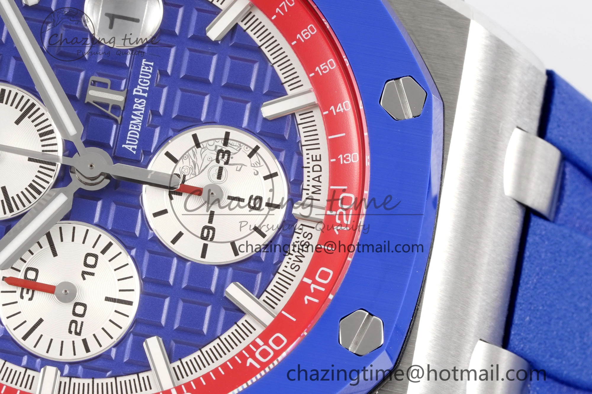 Royal Oak Offshore 44mm Blue Ceramic Bezel APF 1:1 Best Edition Blue Red Dial on Blue Red Rubber Strap A3126 V Unisex 4596