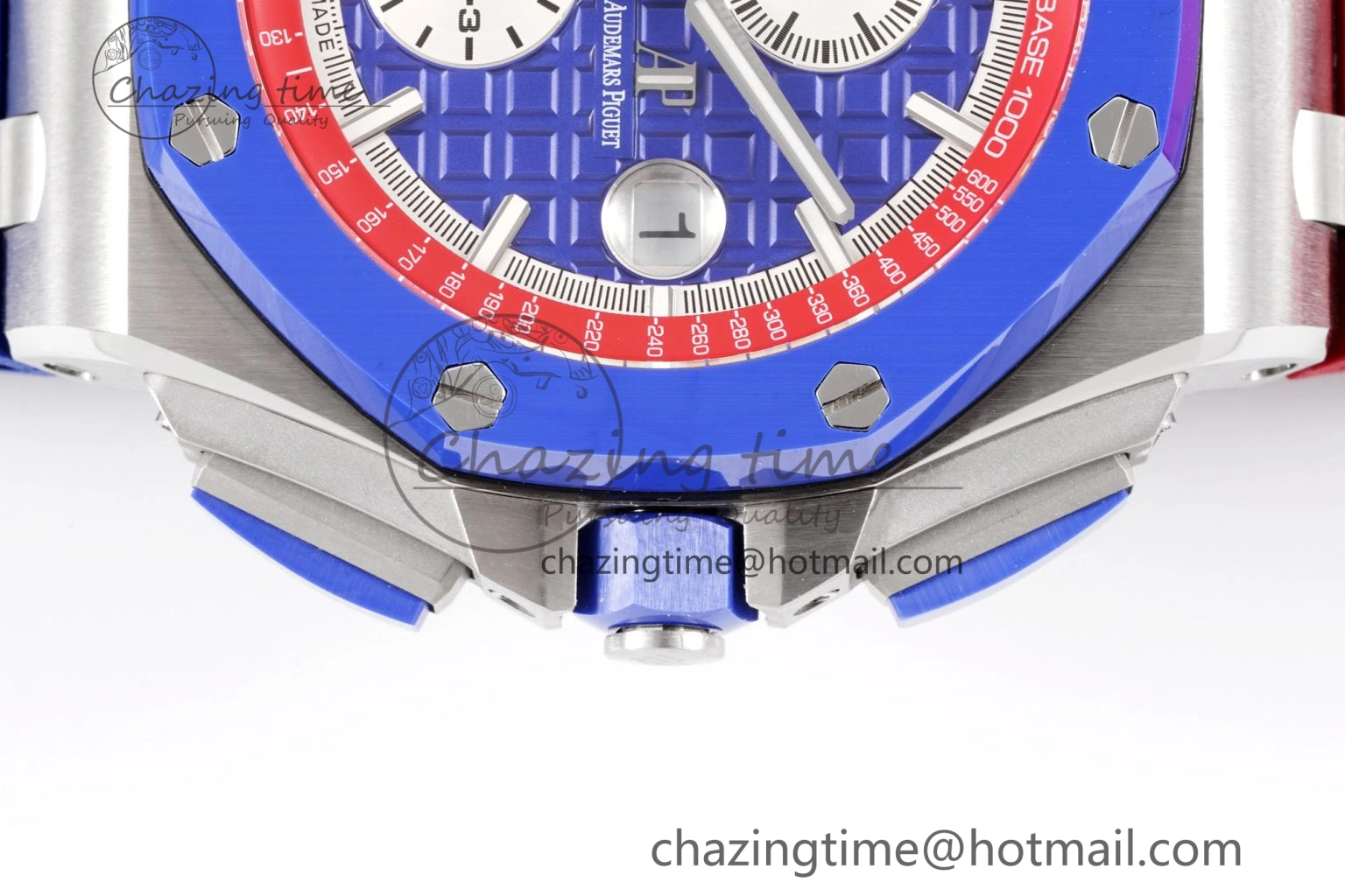 Royal Oak Offshore 44mm Blue Ceramic Bezel APF 1:1 Best Edition Blue Red Dial on Blue Red Rubber Strap A3126 V Unisex 4596