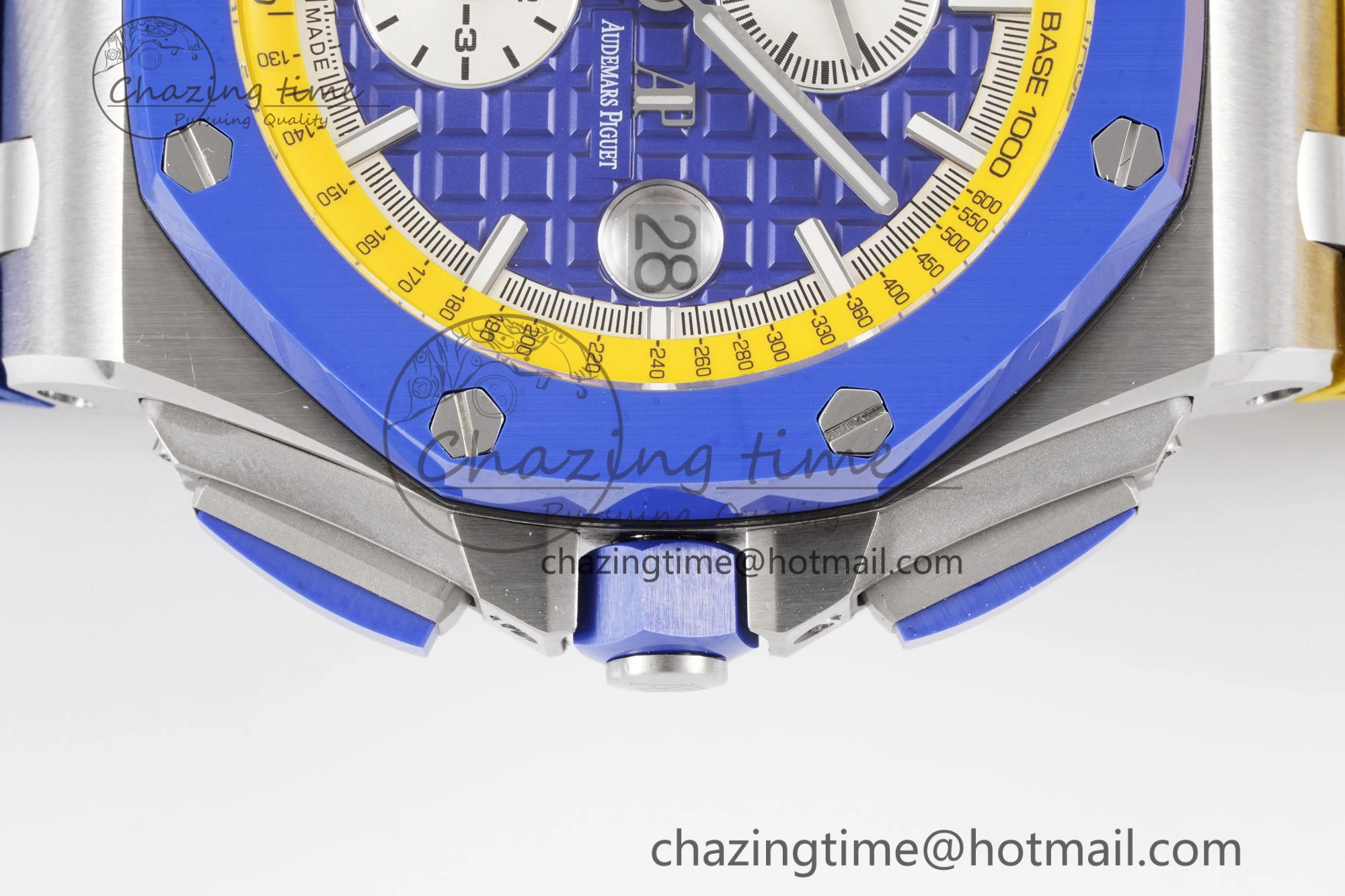 Premium Royal Oak Offshore 44mm Blue Ceramic Bezel APF 1:1 Best Edition Blue Yellow Dial on Blue Yellow Rubber Strap A3126 V 4594