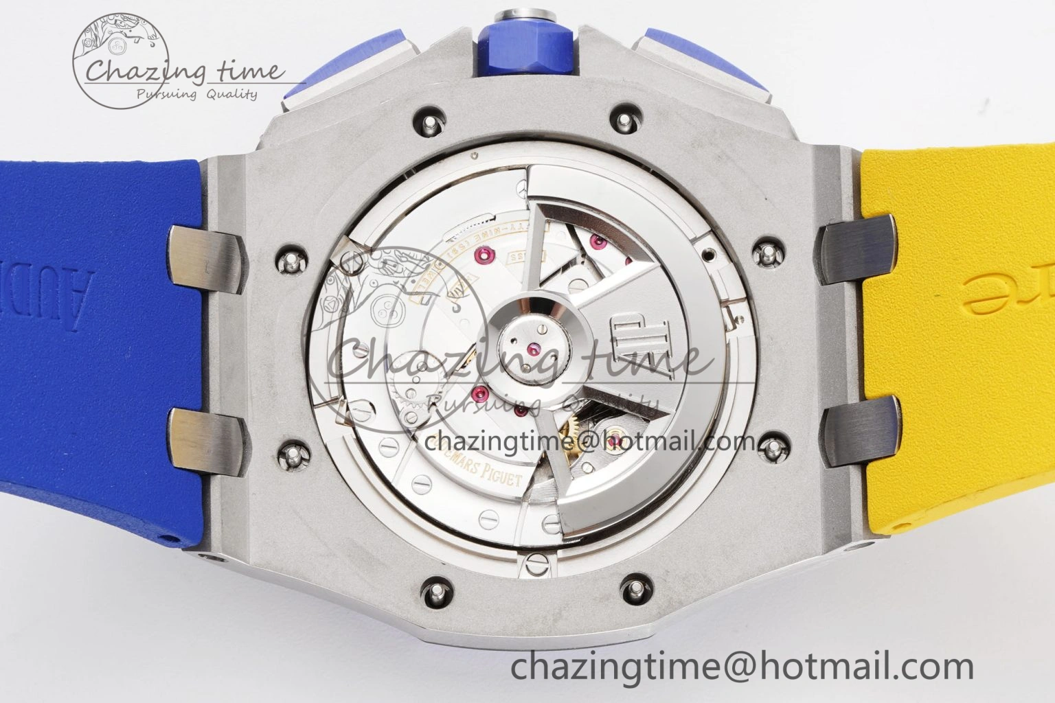 Premium Royal Oak Offshore 44mm Blue Ceramic Bezel APF 1:1 Best Edition Blue Yellow Dial on Blue Yellow Rubber Strap A3126 V 4594