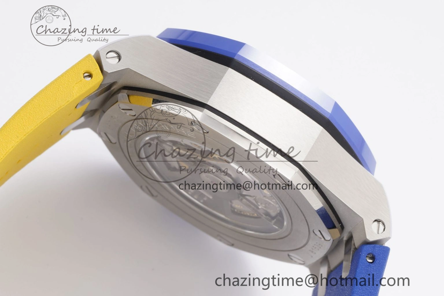 Premium Royal Oak Offshore 44mm Blue Ceramic Bezel APF 1:1 Best Edition Blue Yellow Dial on Blue Yellow Rubber Strap A3126 V 4594