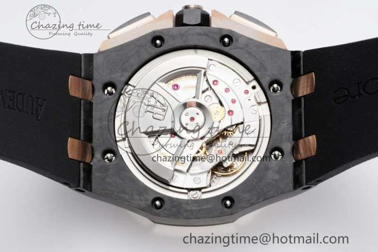 Royal Oak Offshore 44mm Forged Carbon RG Bezel APF 1:1 Best Edition Black Dial on Rubber Strap A3126 V Classic 4617