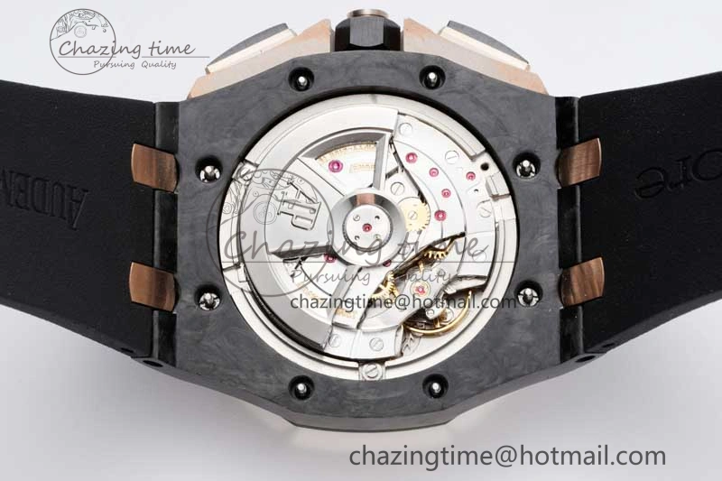 Royal Oak Offshore 44mm Forged Carbon RG Bezel APF 1:1 Best Edition Black Dial on Rubber Strap A3126 V Classic 4617