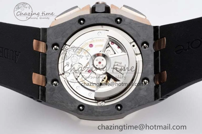 Royal Oak Offshore 44mm Forged Carbon RG Bezel APF 1:1 Best Edition Black Dial on Rubber Strap A3126 V Classic 4617