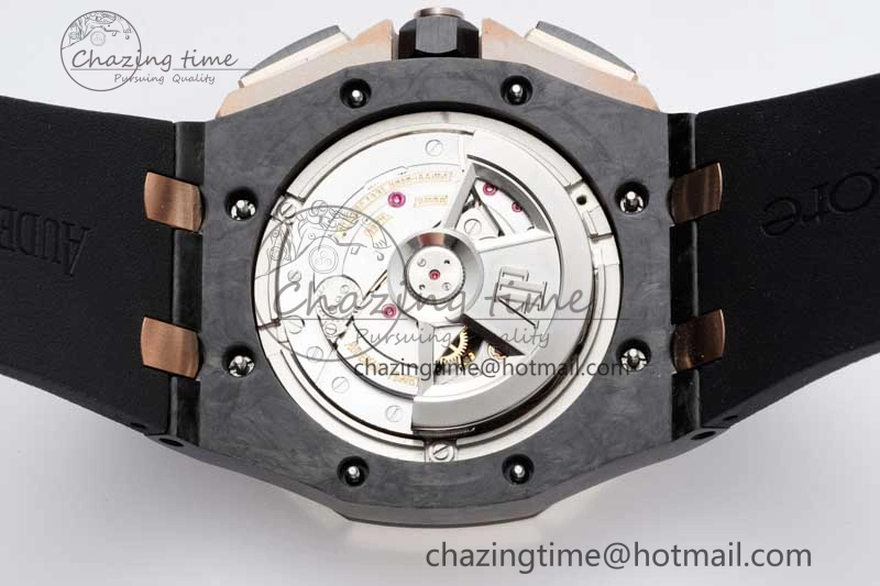 Royal Oak Offshore 44mm Forged Carbon RG Bezel APF 1:1 Best Edition Black Dial on Rubber Strap A3126 V Classic 4617
