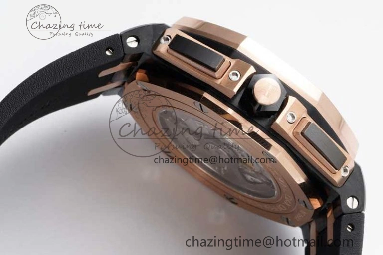 Royal Oak Offshore 44mm Forged Carbon RG Bezel APF 1:1 Best Edition Black Dial on Rubber Strap A3126 V Classic 4617