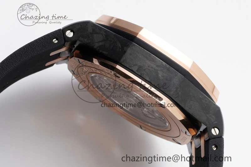 Royal Oak Offshore 44mm Forged Carbon RG Bezel APF 1:1 Best Edition Black Dial on Rubber Strap A3126 V Classic 4617