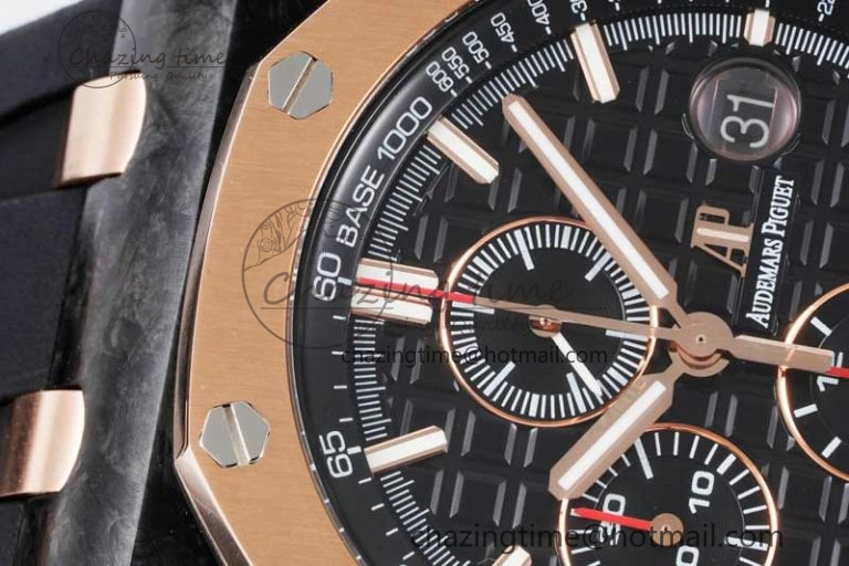 Royal Oak Offshore 44mm Forged Carbon RG Bezel APF 1:1 Best Edition Black Dial on Rubber Strap A3126 V Classic 4617