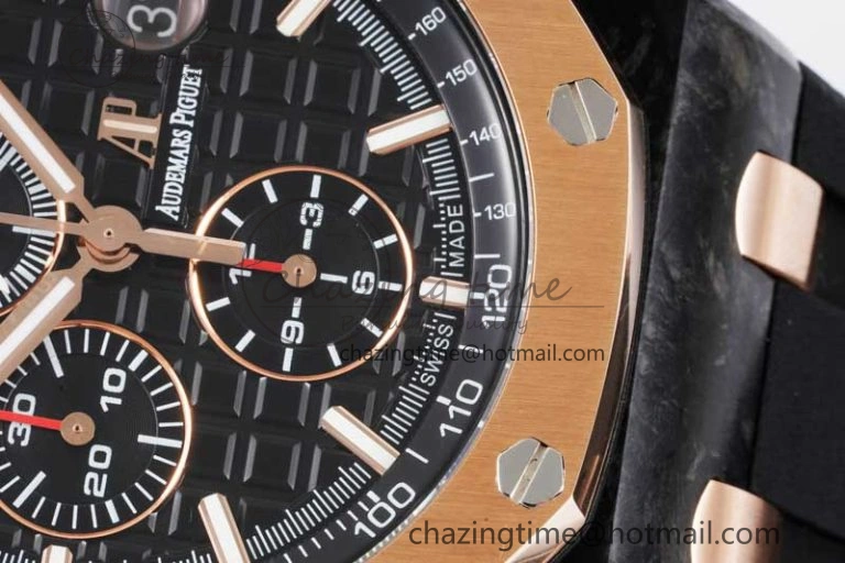 Royal Oak Offshore 44mm Forged Carbon RG Bezel APF 1:1 Best Edition Black Dial on Rubber Strap A3126 V Classic 4617