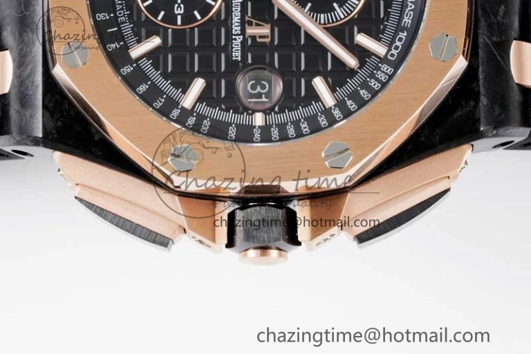 Royal Oak Offshore 44mm Forged Carbon RG Bezel APF 1:1 Best Edition Black Dial on Rubber Strap A3126 V Classic 4617