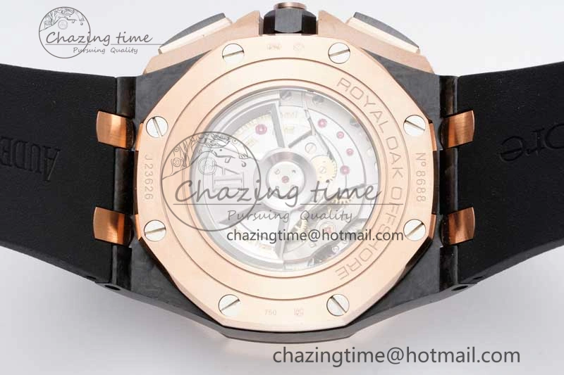 Royal Oak Offshore 44mm Forged Carbon RG Bezel APF 1:1 Best Edition Black Dial on Rubber Strap A3126 V Classic 4617