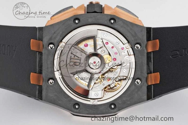 Sleek Royal Oak Offshore 44mm Forged Carbon RG Bezel JJF 1:1 Best Edition Black Dial on Rubber Strap A3126 V 4652