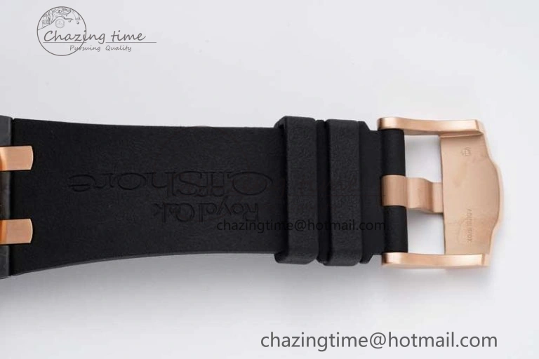 Sleek Royal Oak Offshore 44mm Forged Carbon RG Bezel JJF 1:1 Best Edition Black Dial on Rubber Strap A3126 V 4652