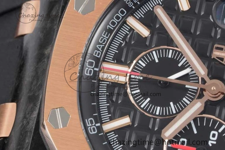 Sleek Royal Oak Offshore 44mm Forged Carbon RG Bezel JJF 1:1 Best Edition Black Dial on Rubber Strap A3126 V 4652