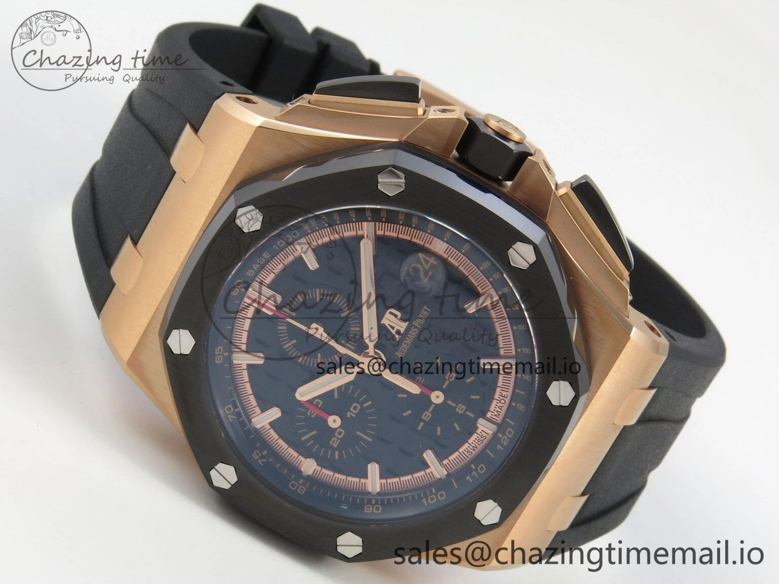 Royal Oak Offshore 44mm RG APPF Best Edition Black Dial Ceramic Bezel on Black Rubber Strap SA Colorful 4237