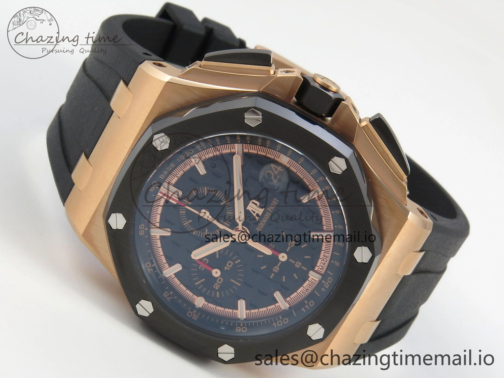 Royal Oak Offshore 44mm RG APPF Best Edition Black Dial Ceramic Bezel on Black Rubber Strap SA Colorful 4237