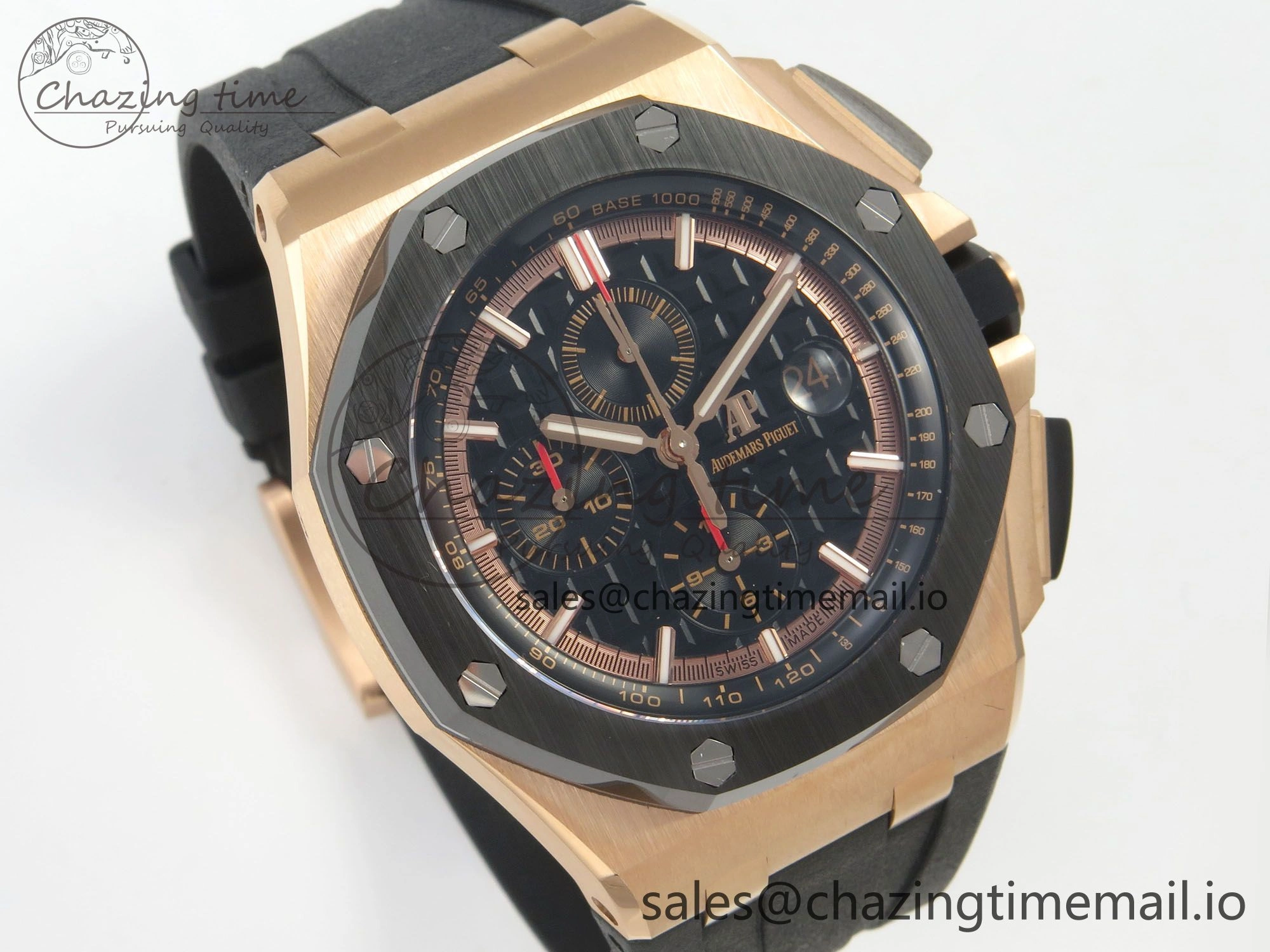 Royal Oak Offshore 44mm RG APPF Best Edition Black Dial Ceramic Bezel on Black Rubber Strap SA Colorful 4237