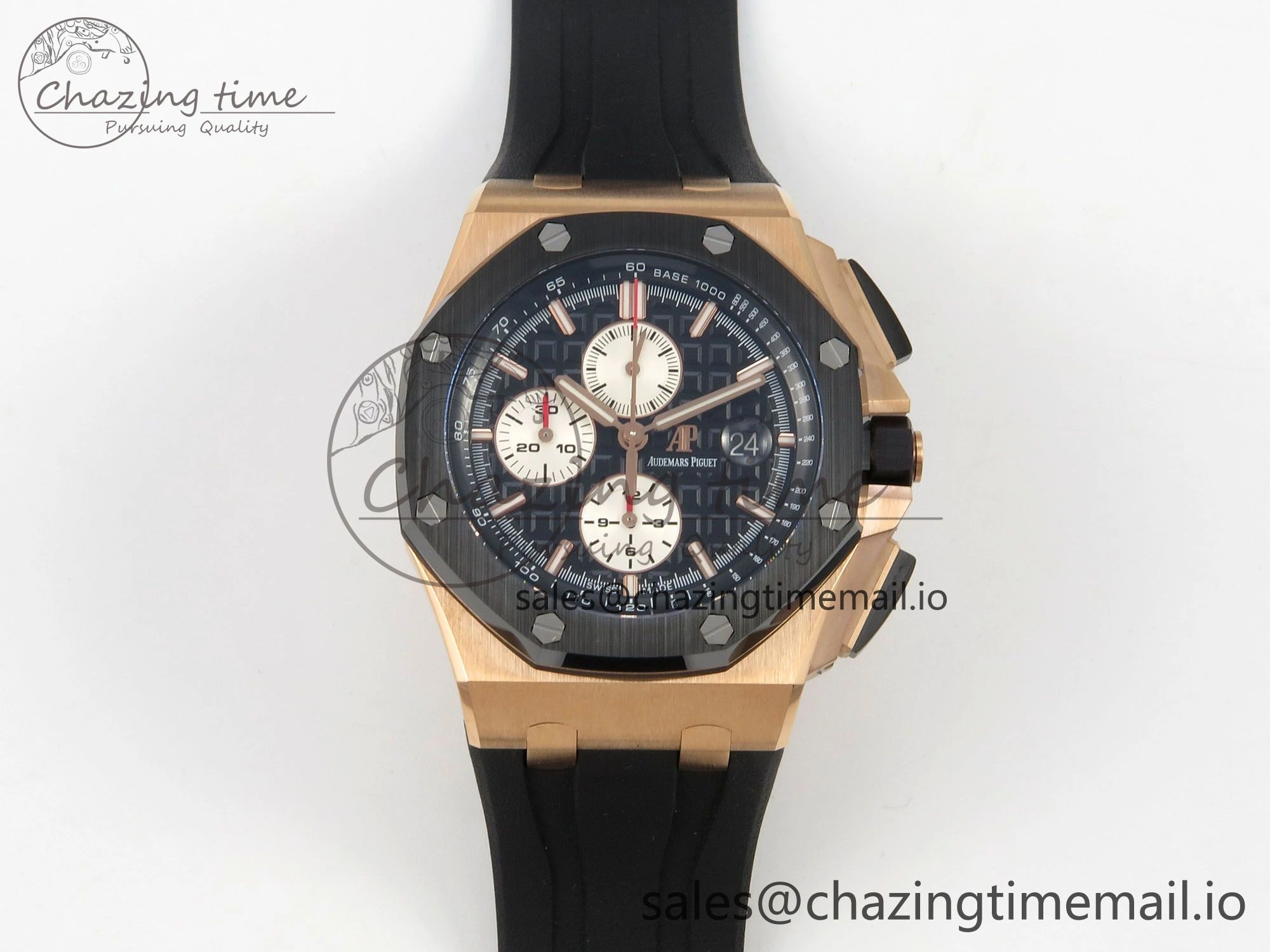 ZeroBulk Royal Oak Offshore 44mm RG APPF Best Edition Black White Dial Ceramic Bezel on Black Rubber Strap SA 4238