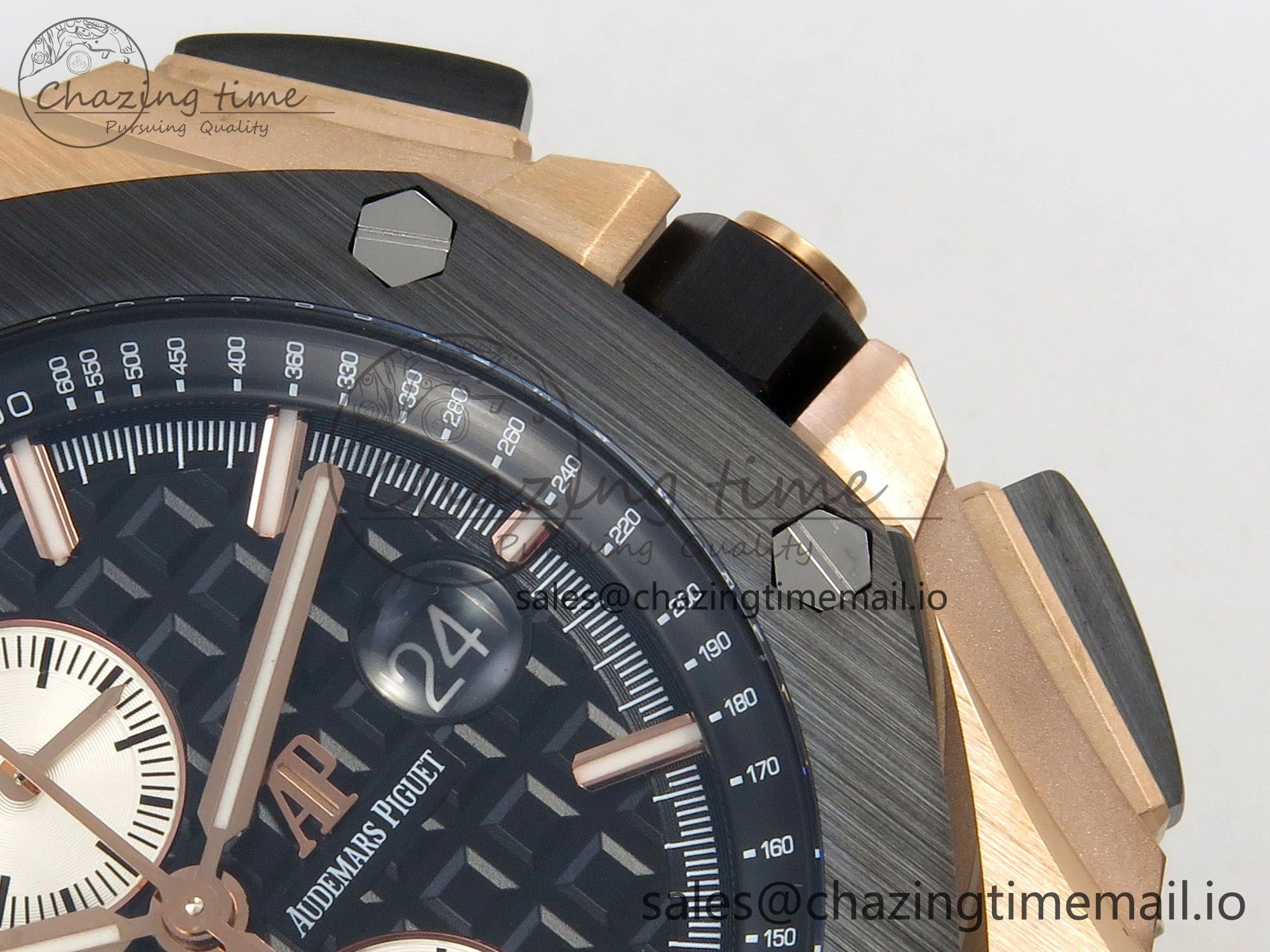 ZeroBulk Royal Oak Offshore 44mm RG APPF Best Edition Black White Dial Ceramic Bezel on Black Rubber Strap SA 4238