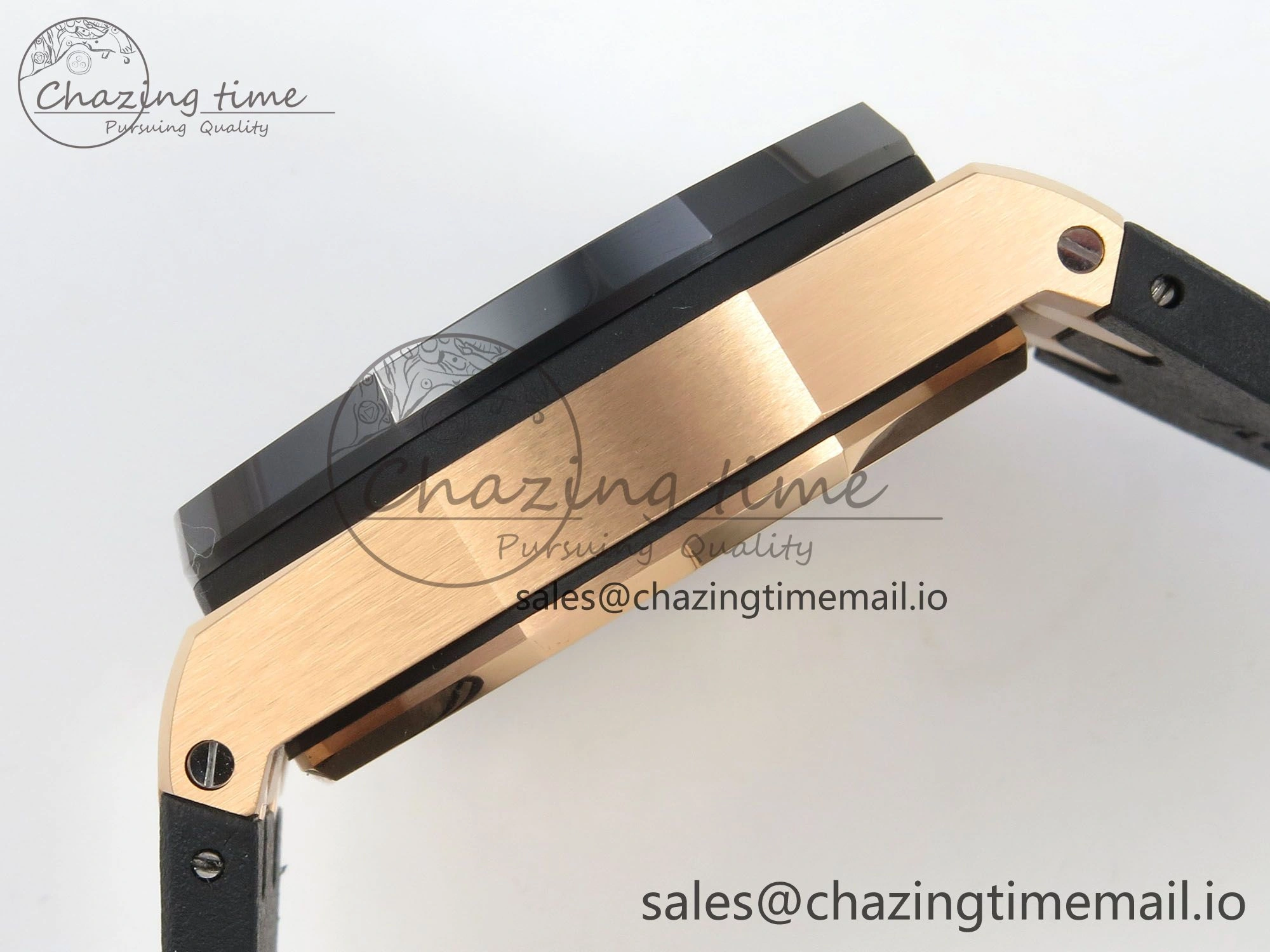 ZeroBulk Royal Oak Offshore 44mm RG APPF Best Edition Black White Dial Ceramic Bezel on Black Rubber Strap SA 4238