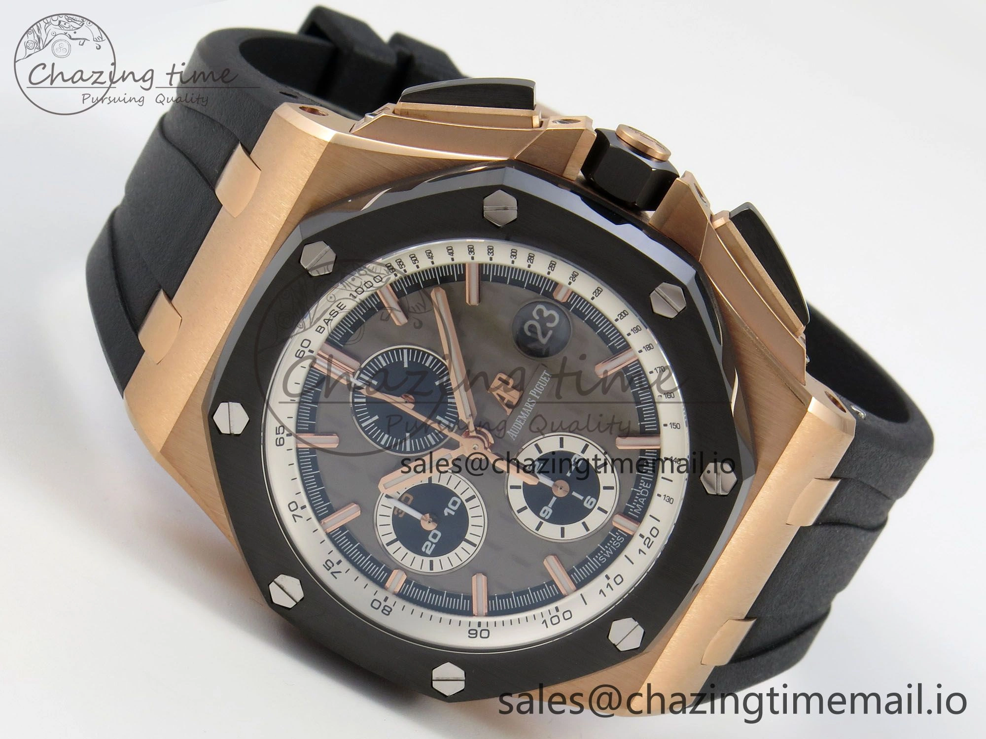 Royal Oak Offshore 44mm RG APPF Best Edition Gray Dial Ceramic Bezel on Black Rubber Strap SA Minimalist 4241