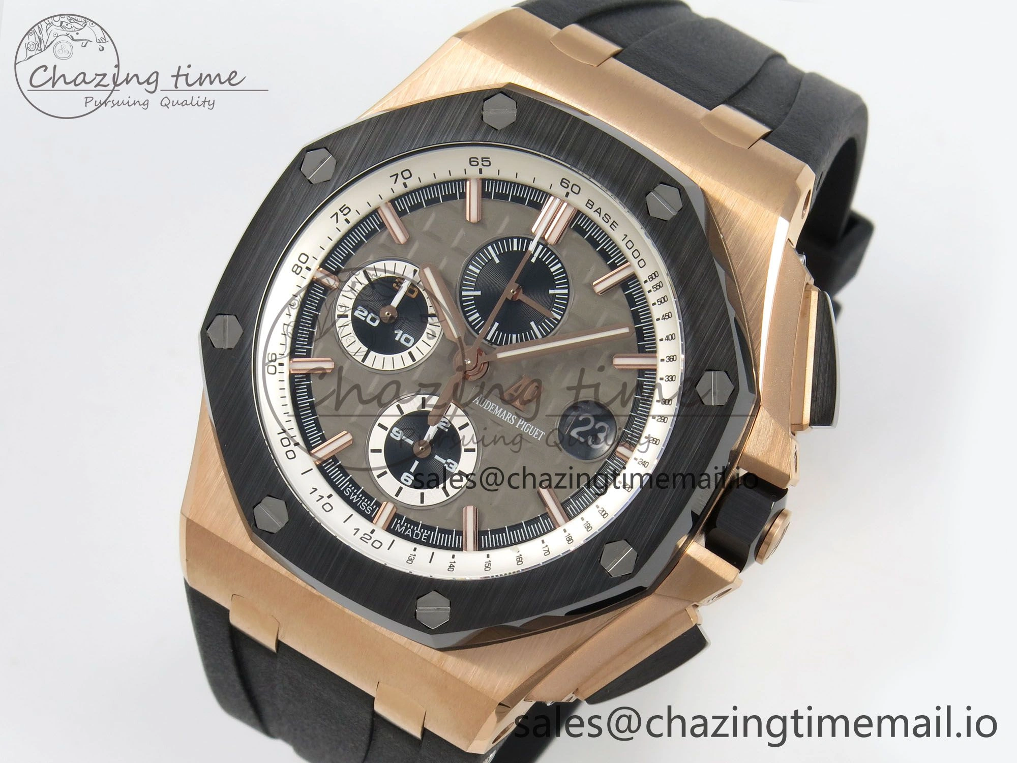 Royal Oak Offshore 44mm RG APPF Best Edition Gray Dial Ceramic Bezel on Black Rubber Strap SA Minimalist 4241