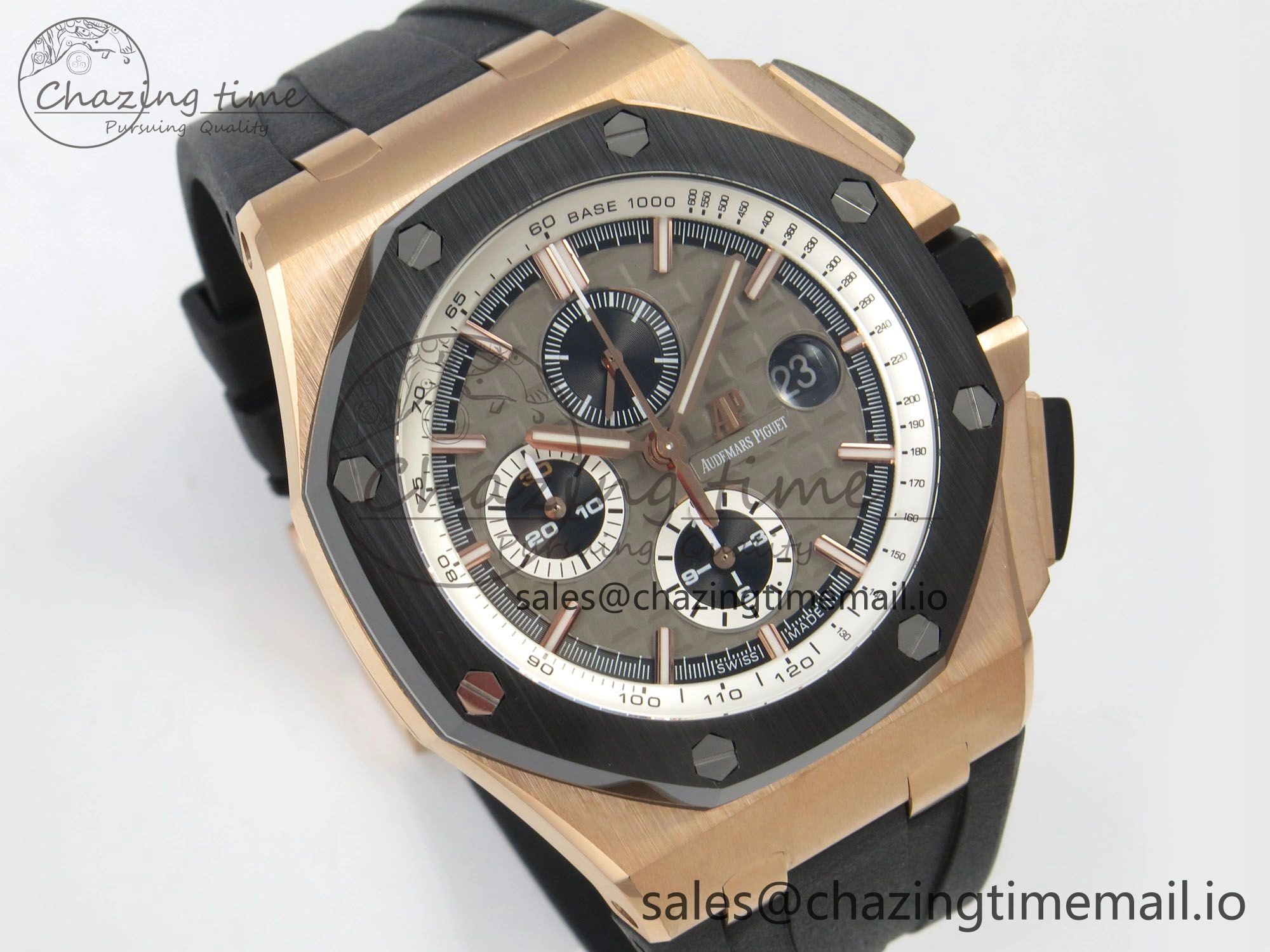 Royal Oak Offshore 44mm RG APPF Best Edition Gray Dial Ceramic Bezel on Black Rubber Strap SA Minimalist 4241