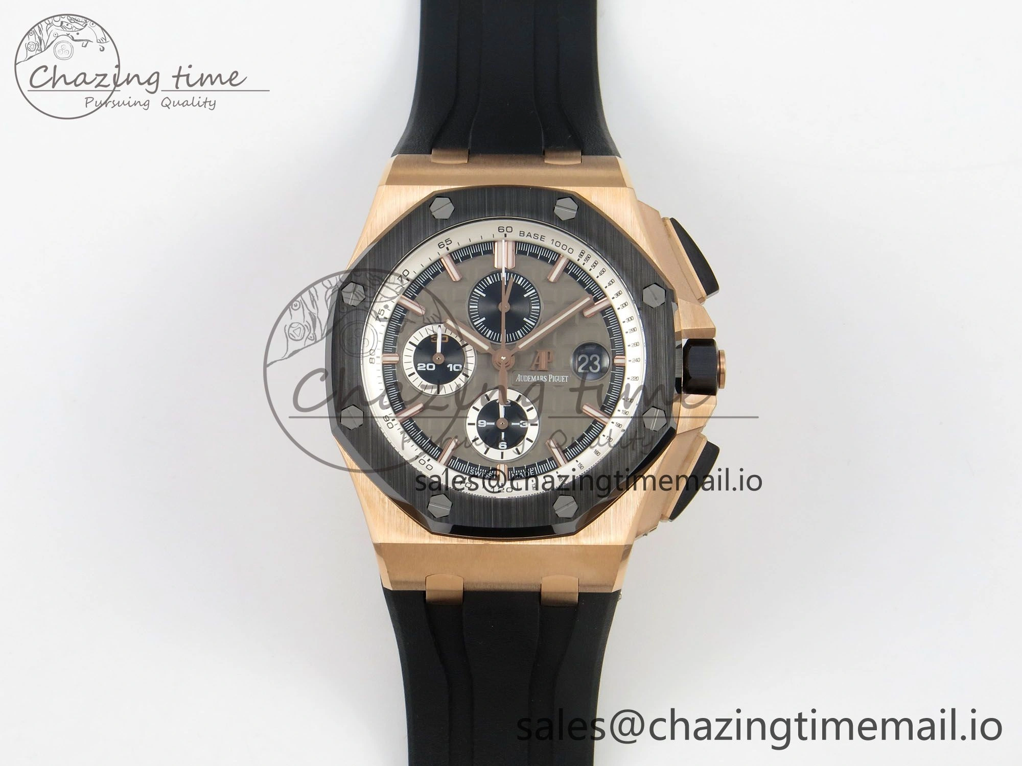 Royal Oak Offshore 44mm RG APPF Best Edition Gray Dial Ceramic Bezel on Black Rubber Strap SA Minimalist 4241