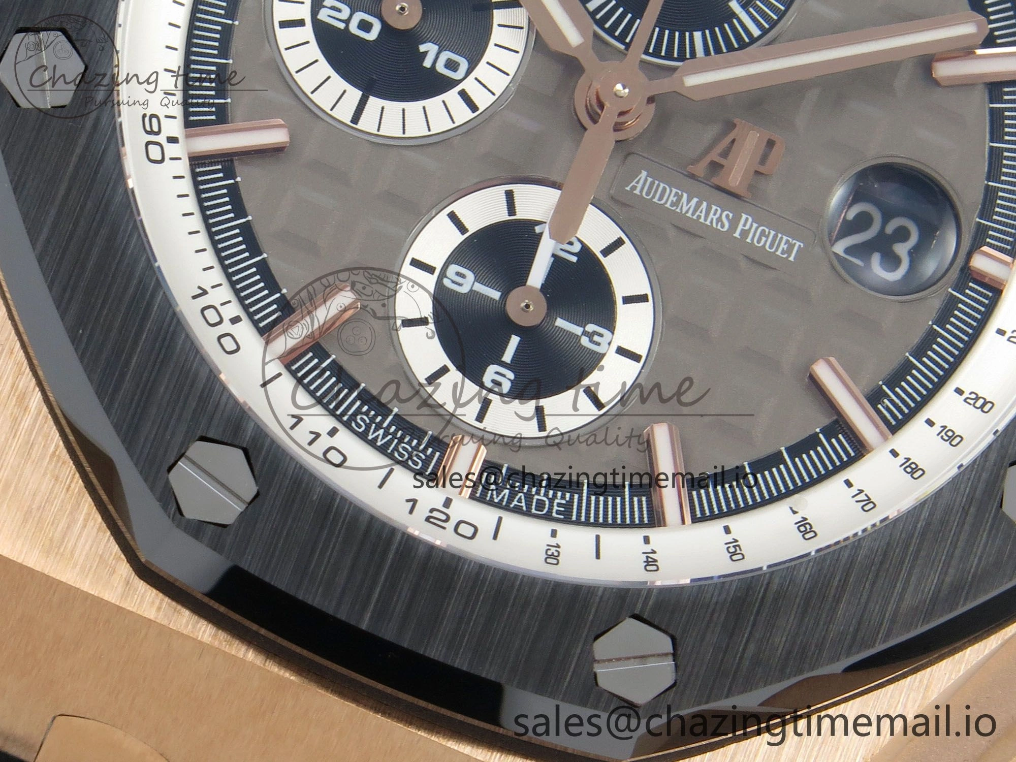 Royal Oak Offshore 44mm RG APPF Best Edition Gray Dial Ceramic Bezel on Black Rubber Strap SA Minimalist 4241