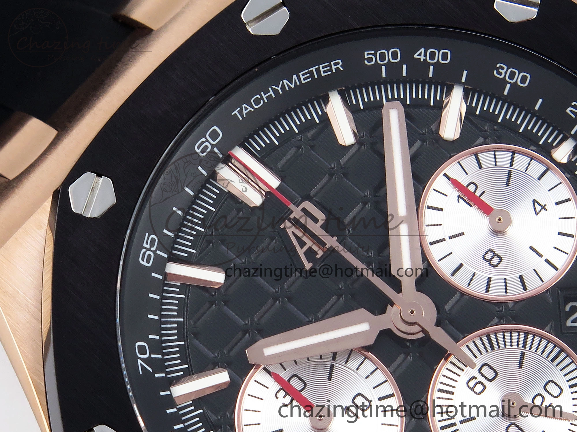 Bold Royal Oak Offshore 44mm RG Black Ceramic Bezel APF 1:1 Best Edition Black Silver Dial on Black Rubber Strap A 4548