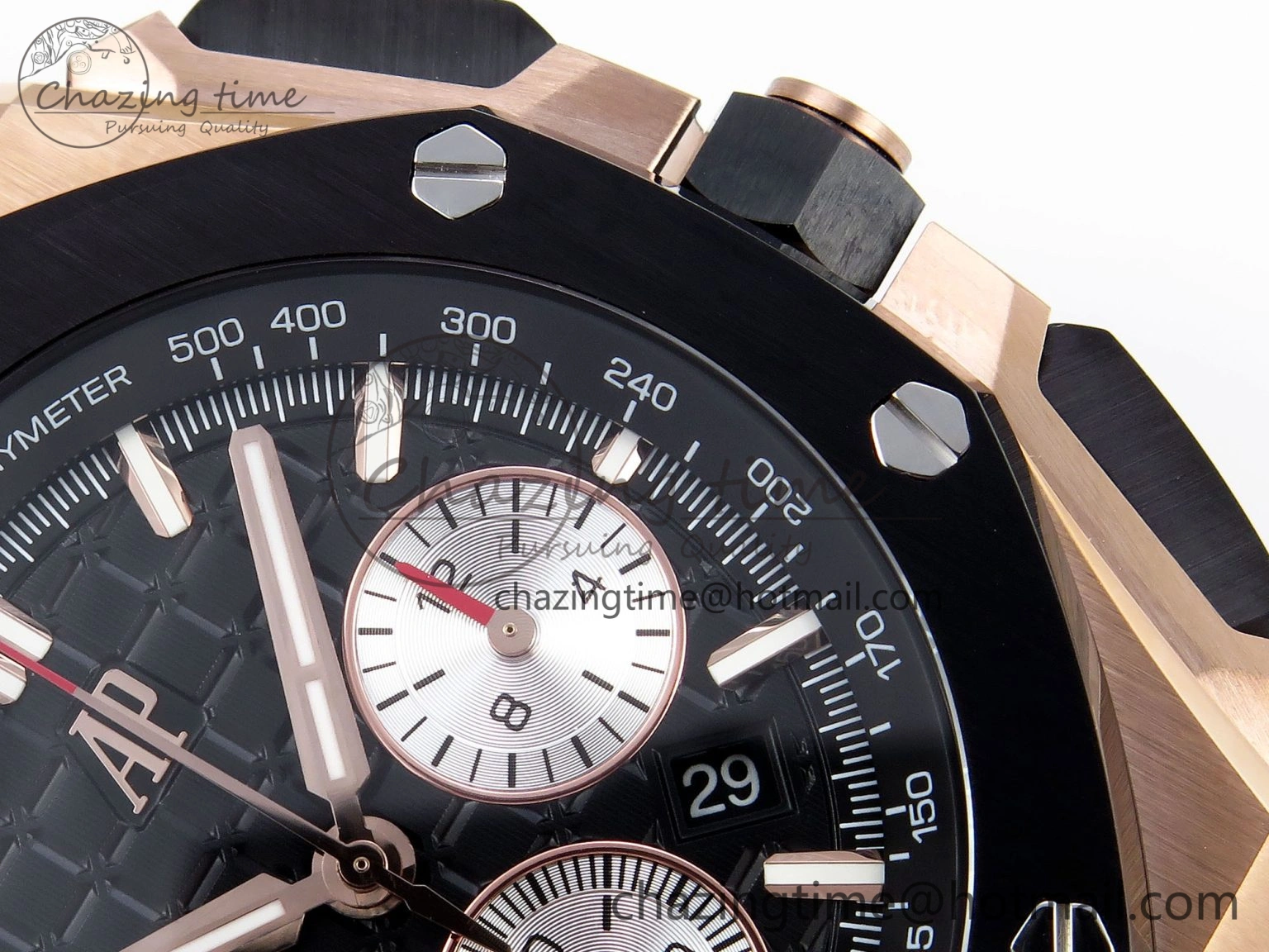 Bold Royal Oak Offshore 44mm RG Black Ceramic Bezel APF 1:1 Best Edition Black Silver Dial on Black Rubber Strap A 4548
