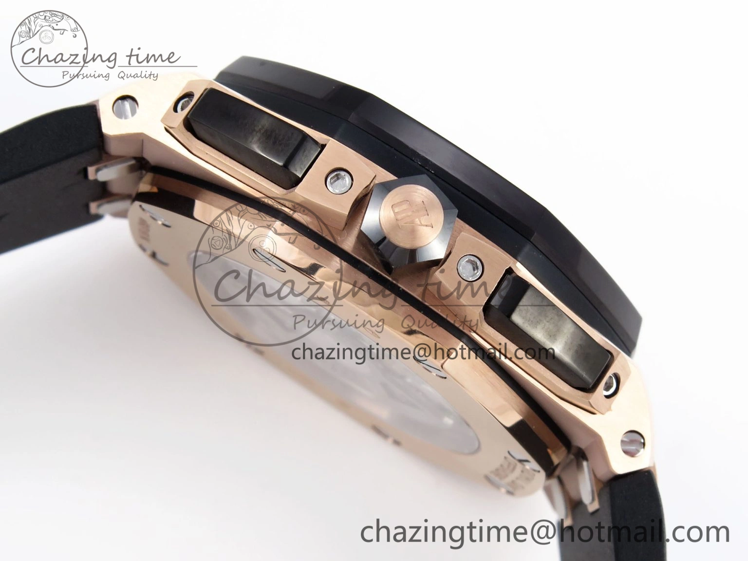 Bold Royal Oak Offshore 44mm RG Black Ceramic Bezel APF 1:1 Best Edition Black Silver Dial on Black Rubber Strap A 4548